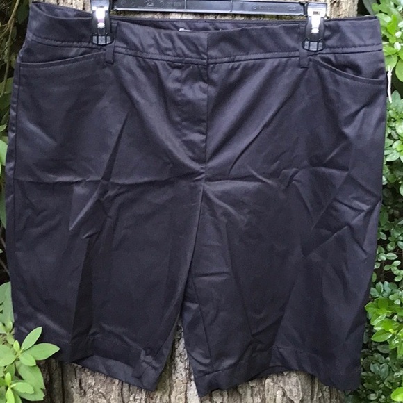 NWT Studio II Navy Blue Twill Khaki Walking Shorts 14 Polyester Cotton Blend - Picture 3 of 10